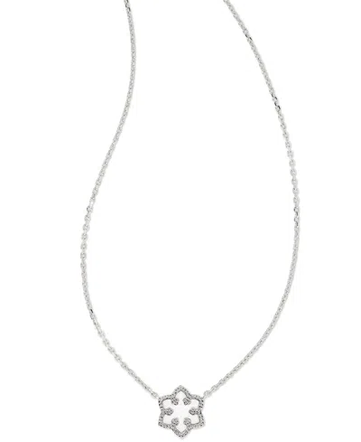 Kendra Scott Kyocera Opal Snowflake Short Pendant Necklace, 14" + 4" Extender In Rhod White