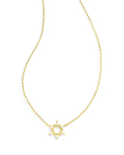 Kendra Scott Cubic Zirconia Star Of David Adjustable Pendant Necklace In 14k Gold Plated, 19