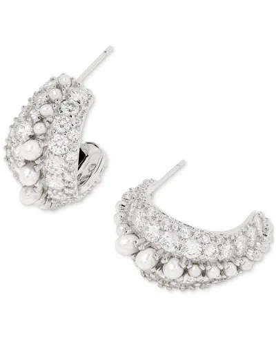 Kendra Scott Cultured Freshwater Pearl (2mm) & Crystal Pave Small Half Hoop Earrings