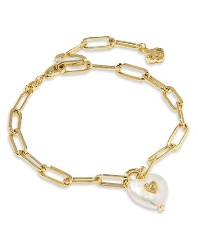 KENDRA SCOTT CULTURED FRESHWATER PEARL HEART DANGLE SASHA BRACELET