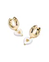 Kendra Scott Cultured Freshwater Pearl Heart Dangle Sasha Huggie Hoop Earrings In Gold
