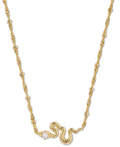 Kendra Scott Lyle Cultured Freshwater Pearl Snake Adjustable Pendant Necklace, 19 In Gold