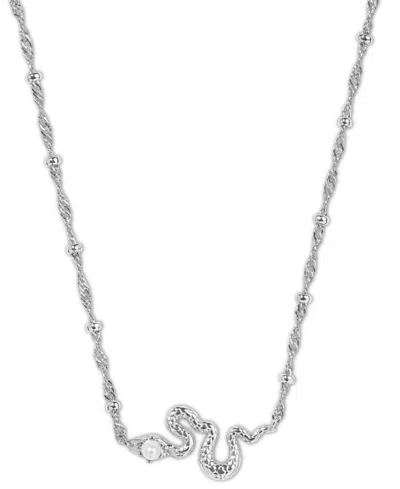 Kendra Scott Cultured Freshwater Pearl Snake 19" Adjustable Pendant Necklace In White Pearl