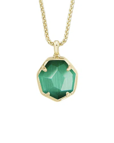 Kendra Scott Cynthia 14k Plated Short Pendant Necklace In Green
