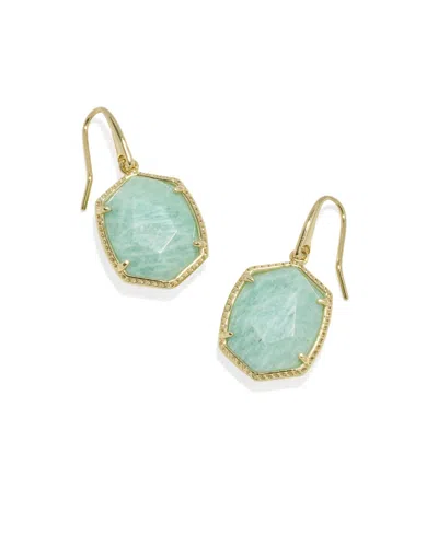 Kendra Scott Daphne Amazonite 14k Gold-tone Over Brass Drop Earrings In Blue