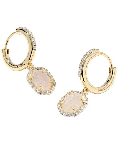 Kendra Scott Daphne Crystal Frame Huggie Earrings In Gold