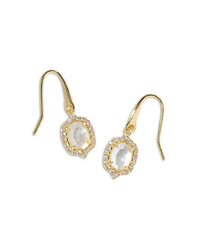 Kendra Scott Daphne Crystal Framed Mother Of Pearl Drop Earrings In Gold