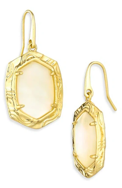 Kendra Scott Daphne Frame Mother Of Pearl Drop Earrings In Gold