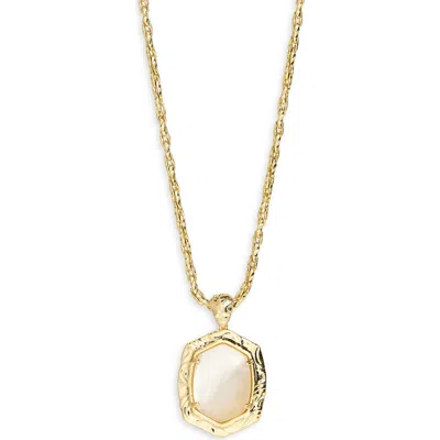 Kendra Scott Daphne Frame Stone Pendant Necklace In Gold