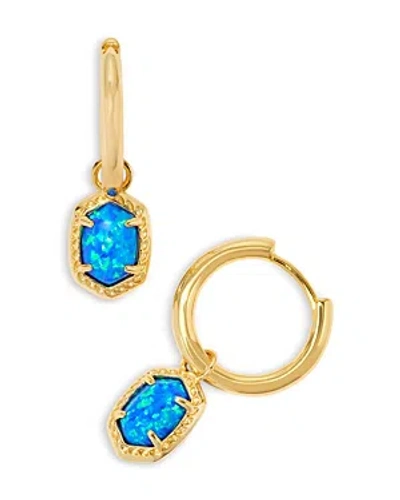 KENDRA SCOTT DAPHNE FRAMED KYOCERA OPAL REMOVABLE CHARM HUGGIE HOOP EARRINGS