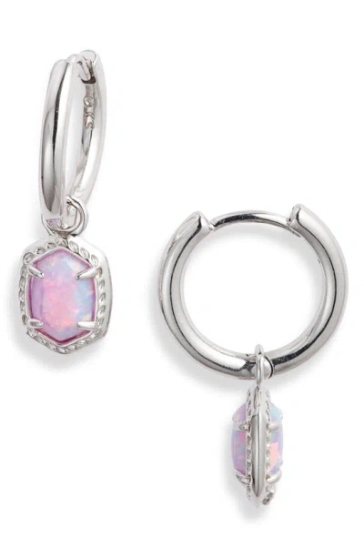 Kendra Scott Daphne Huggie Hoop Earrings In Silver Lilac Kyocera Opal