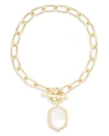 Kendra Scott Daphne Large Hexagon Stone Dangle Toggle Bracelet In Gold Ivory Mother Of Pearl