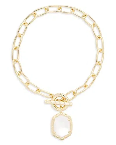 Kendra Scott Daphne Large Hexagon Stone Dangle Toggle Bracelet In Gold Ivory Mother Of Pearl