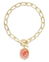 Kendra Scott Daphne Large Hexagon Stone Dangle Toggle Bracelet In Gold Light Pink Iridescent Abalone