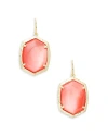 Kendra Scott Daphne Large Hexagon Stone Drop Earrings In Gold Coral Pink Mother Of Pearl