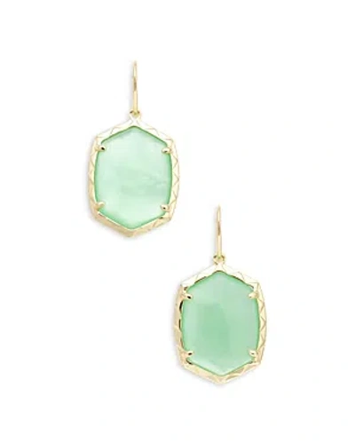 Kendra Scott Daphne Large Hexagon Stone Drop Earrings In Gold Light Green Mother Of Pearl