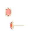 Kendra Scott Daphne Large Stone Hexagon Stud Earrings In Gold Coral Pink Mother Of Pearl