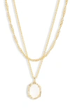 Kendra Scott Daphne Layered Coral Pendant Necklace In Gold Ivory Mother Of Pearl