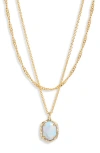 Kendra Scott Daphne Layered Coral Pendant Necklace In Gold Light Blue Magnesite