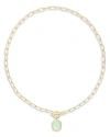 Kendra Scott Daphne Link & Chain Pendant Necklace In 14k Gold Plated, 18 In Gold Light Green Mother Of Pearl