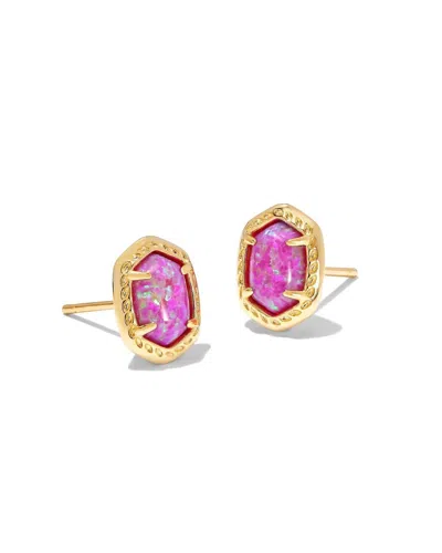 Kendra Scott Daphne Opal Framed Stud Earrings In Gold & Magenta In Multi