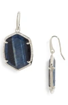Kendra Scott Daphne Pavé Frame Drop Earrings In Rhodium Navy Tigers Eye
