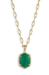 Kendra Scott Daphne Pavé Frame Pendant Necklace In Gold Green Malachite