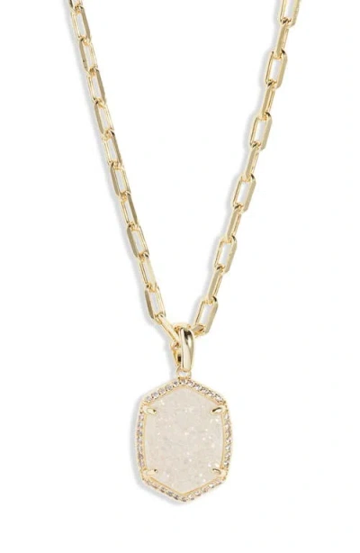 Kendra Scott Daphne Pavé Frame Pendant Necklace In Gold