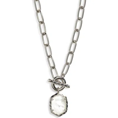Kendra Scott Daphne Pendant Toggle Chain Necklace In Silver Ivory Pearl