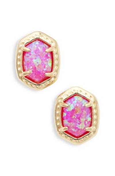 Kendra Scott Daphne Stud Earrings In Gold Magenta Kyocera Opal