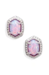 Kendra Scott Daphne Stud Earrings In Silver Lilac Kyocera Opal