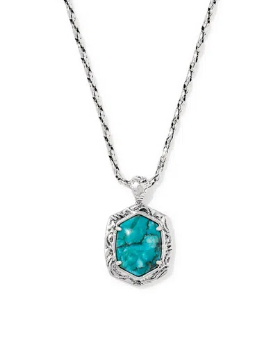 Kendra Scott Daphne Tiger Stripe Frame Stone Pendant Necklace, 30-32 In Blue
