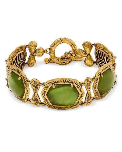 Kendra Scott Daphne Tiger Stripe Openwork Stone Statement Bracelet In Gold