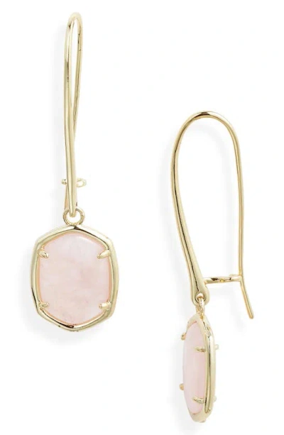 Kendra Scott Daphne Wire Drop Earrings In Gold Rose Quartz