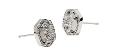 Kendra Scott Davie Stud Earrings Rhodium Platinum Drusy In Metallic