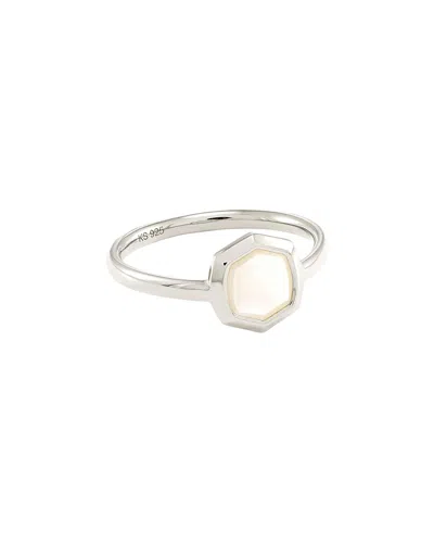 Kendra Scott Davis Small Stone Silver Mother Of Pearl Band Ring