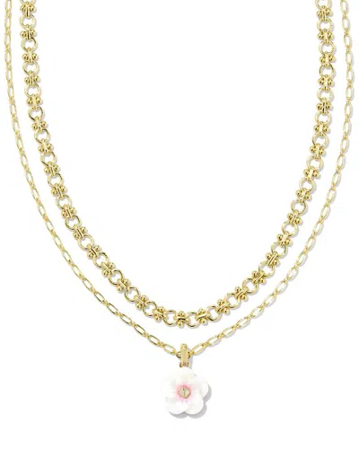 Kendra Scott Deliah 14k Plated Mixed Stones Multi Strand Necklace In Gold