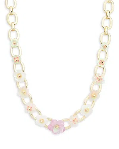 Kendra Scott Deliah Lavender Mother Of Pearl & Sequin Flower Collar Necklace In 14k Gold Plated, 18.25 In Pastel Mix