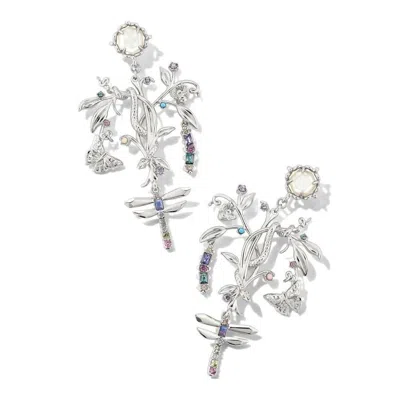 Kendra Scott Devin Convertible Silver Statement Earrings In Pastel Mix In Multi