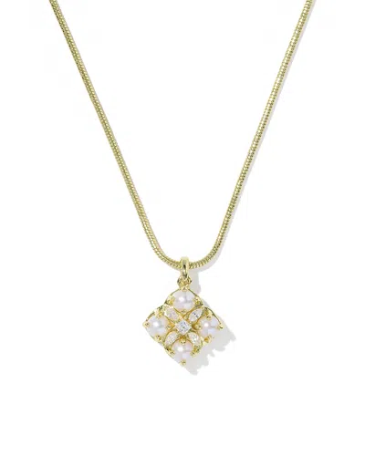 Kendra Scott Dira Crystal & Cultured Freshwater Pearl Pendant Necklace, 16-19 In Gold