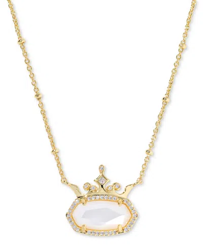 Kendra Scott Disney Elisa Princess Light Pink Iridescent Abalone Pendant Necklace 14k Gold Over Brass In White