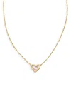 Kendra Scott Gold-tone Framed Ari Heart Short Pendant 19" Necklace In Gold/iridescent Abalone