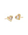 Kendra Scott Gold-tone Framed Ari Heart Stud Earrings In Gold/iridescent Abalone
