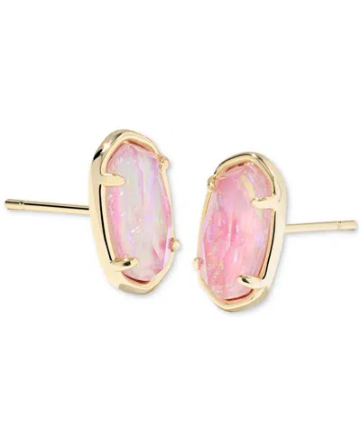 Kendra Scott Drusy Stone Oval-shape Button Earrings In Pink
