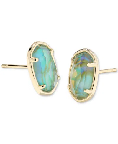 Kendra Scott Drusy Stone Oval-shape Button Earrings In Green