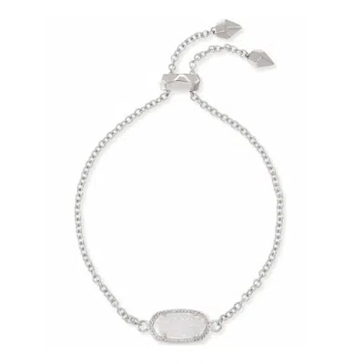 Kendra Scott Elaina Rose Gold Adjustable Chain Bracelet In Iridescent Drusy In Silver