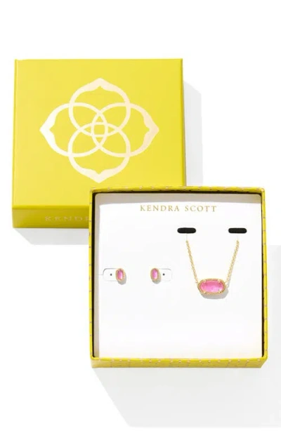 Kendra Scott Elisa & Mini Ellie Azalea Illusion Stud Earrings & Pendant Necklace Gift Set In Gold