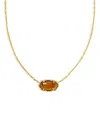 Kendra Scott 14k Gold-plated Bamboo Framed Stone Adjustable Pendant Necklace, 19" + 4" Extender In Gold/orange
