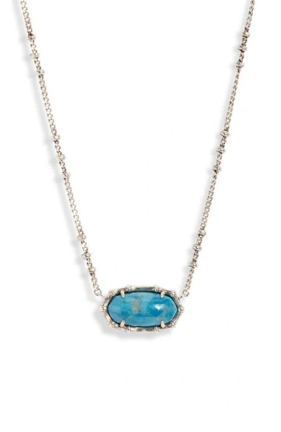 Kendra Scott Elisa Bamboo Texture Pendant Necklace In Silver/blue