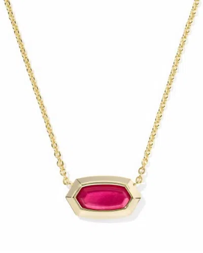 Kendra Scott Elisa Bezel Short Pendant Necklace In Gold Carmine Red Illusion